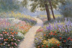 Impressionist Poster Print 24 x 36 inches Sunlit Path, Flower Garden by Bi Wei