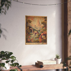 Vintage DINOSAUR BOTANICAL Wall Art, Jurassic Flower Decor, Dino Floral Print