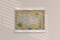 Native American Tribe State Icons Map Art Print Poster 18×12