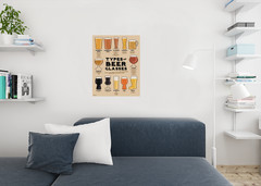 Types of Beer Glasses and Styles of Beer Reference Art Print Poster 24×36