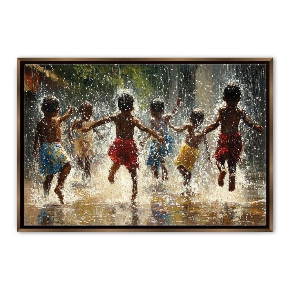 African Children Wall Art Canvas Print Framed Extra Large Living Room Decor