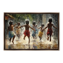 African Children Wall Art Canvas Print Framed Extra Large Living Room Decor