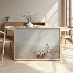 Good Shepherd Jesus Leaves the 99 Lost Sheep Christian Canvas Wall Art