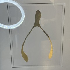 Gold Foil Wishbone Framed Wall Art 16×14 Black Frame Good Luck Symbol