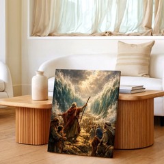 Wall Art Biblical Sea Parting Canvas Print Religious Exodus Moses Painting Decor