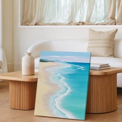 Coastal Beach Ocean Waves Canvas Wall Art Modern Seascape Coastal Decor Print