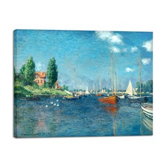 Canvas Print Wall Art Red Boats at Argenteuil by Claude Monet Impressionism Art