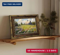 Vintage Gold Framed Landscape Rustic Wall Art Farmhouse Cottage Rural View Pictu