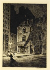 Martin Lewis : The Great Shadow : 1920s Urban Nocturne Etching Art Print