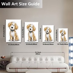 Cute Brown Puppy Canvas Wall Art Scruffy Dog Sketch Print Minimalist Pet Decor