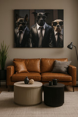 Pitbull Mafia Canvas Wall Art – Wrapped Over Frame or Just the Canvas! 32×48 In