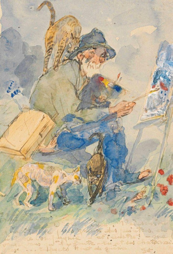Self Portrait with Cats : Theophile Steinlein : Archival Quality Art Print