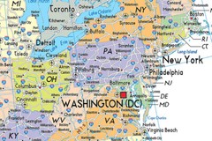 United States Map Canvas USA Administrative Poster US Wall Chart Office Decor