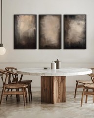 Abstract Framed Wall Art Huge 24x36in Earthy in Deep Brown and Beige Tones Mo…