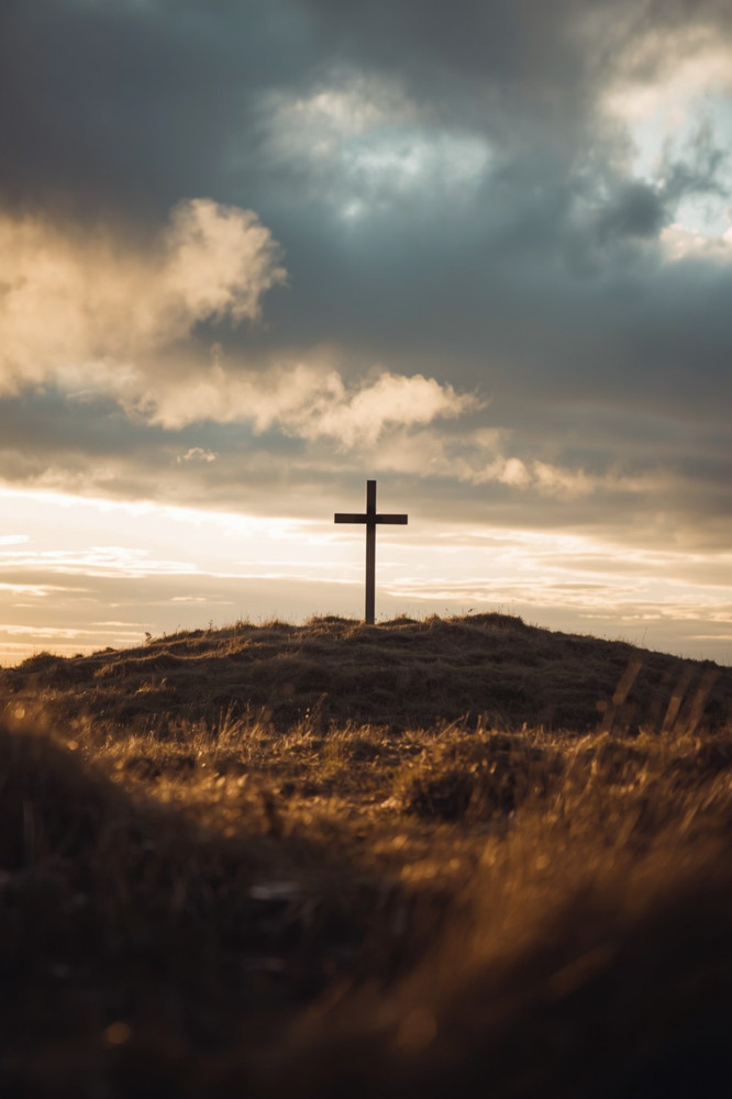 Christian Cross Hill Golden Field Sky 4×6 Photo Print Religious Wall Art Decor