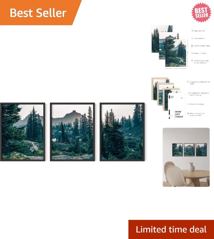 Transform Your Space with 3 Unframed Nature Posters – Scenic Mountain Landscapes