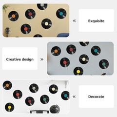16PCS Wall Mount Record Stickers Decorative Records Wall Decors Room Decorations