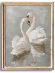 Vintage Wall Art Prints Decor Classical Swan Canvas Oil Painting Poster Pastel