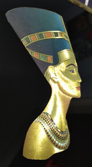 Vintage Egyptian King Tut and Queen Nefertiti Foil Wall Art Images- Gold Framed