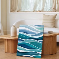 Abstract Blue Waves Canvas Wall Art Ocean Waves Coastal Decor Modern Watercolor