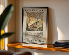 New England hath unspoiled charm Retro Travel Poster