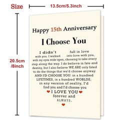 15th Anniversary Card for Husband Wife 15 Year Wedding Anniversary Gift