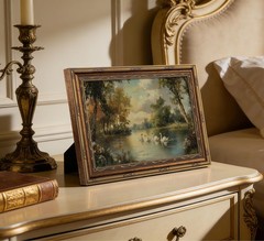 Framed Vintage Classical Swan Canvas Wall Art White Swan Painting Picture Wal…