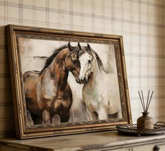 Vintage Gold Framed Horse Wall Art Vintage Horses Painting Picture Wall Decor…