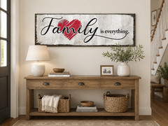 Family Is Everything Canvas Wall Art Framed Rustic Farmhouse Home Decor