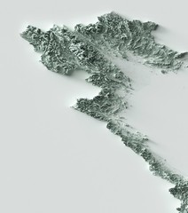 Vietnam Map, Vietnam 2D Relief Map, Vietnam Vintage Map – 2D Flat Print