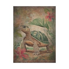 Retro TURTLE FLOWER Wall Art, Tortoise Botanical Poster, Floral Reptile Decor