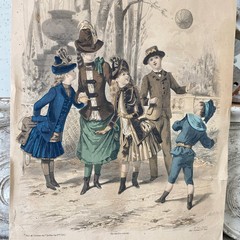 Historical REFERENCE 1886 French Fashion antique French Illustration toned draw