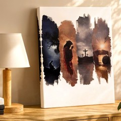 Wall Art Christian Jesus Cross Resurrection Empty Tomb Canvas Print Poster Decor