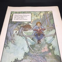 Vtg Tommy Titmouse Boy Fishing Bridge 1910s Mother Goose Print Wall Art 9×12″