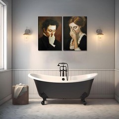 Funny Bathroom Wall Art Set of 2 – Unpleasant Smell Cover Nose Pinch 24″ x 16″