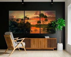 Florida Sunset Wall Art by Martin Johnson Heade Art, Canvas Art Print 48″x24″