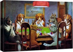 16″x24″-C. M. Coolidge Wall Art Canvas Print – Dogs Playing Cards