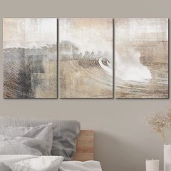 Gray and Tan Abstract Wall Art Canvas Prints Set of 3