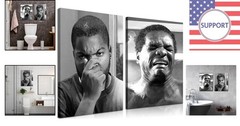 Laughing Moments: Set of 2 Black and White Canvas Prints for Bathroom Charm