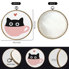Cat Decor Cute Framed Round Wall Decor Cat Gifts for Women Men Couple Canvas …