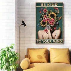 1pc Wood Frame Wall Canvas Painting Wall Plant Flower Girl Canvas Creative