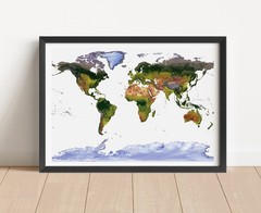 World Map, Gall Stereographic Projection World Map, Framed World Relief Map