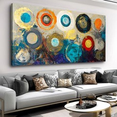 Large Abstract Colorful Circle Wall Art Framed Canvas Print for Living Room, …