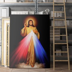 Jesus Christ Divine Mercy Christian Bible God Canvas Wall Art Print