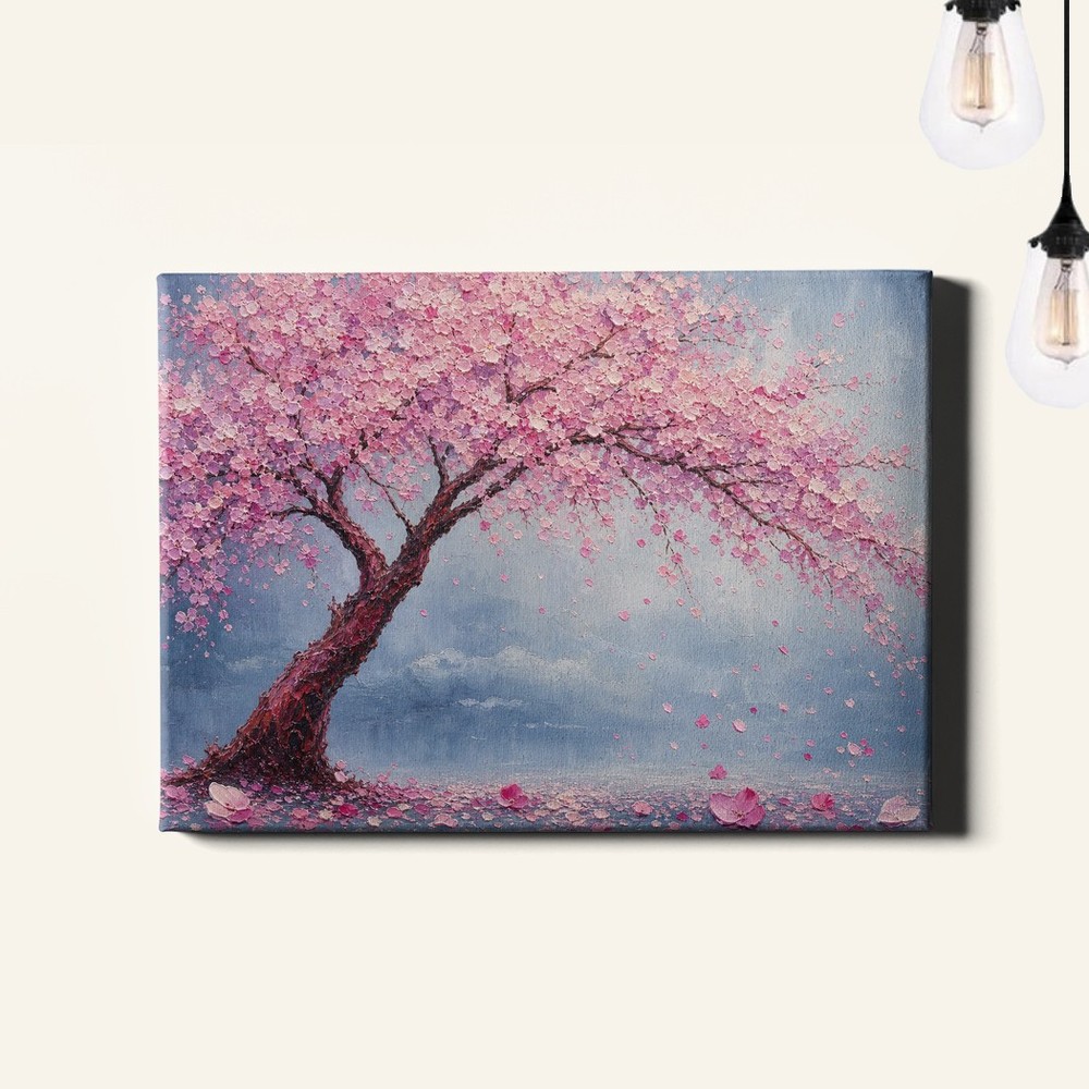 Cherry Blossom Tree Canvas Print Falling Petals Spring Scene