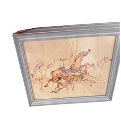 Ed Walaitis Carousel Horses Framed water color Original Signed Wall Decor 1983