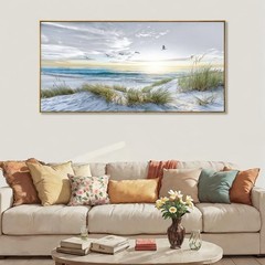 Canvas Wall Art Beach Sunrise Ocean Waves Nature Pictures 30×60 Framed