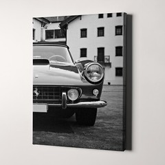 Vintage Ferrari Black and White Vintage Sports Cars Canvas Print Wall Art