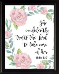 Psalm 112:7 She Confidently Poster Print Picture or Framed Wall Art