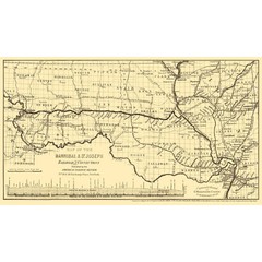 Railroad Map – Hannibal St Joseph Missouri Railroad – Colton 1860 – Vintage